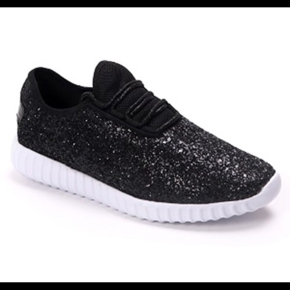 Glitter sneakers! Black rose gold and silver